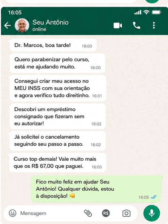 Conversa de Seu Antônio com Dr. Marcos Krieger no WhatsApp