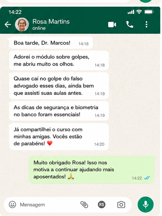 Conversa de Rosa Martins com Dr. Marcos Krieger no WhatsApp